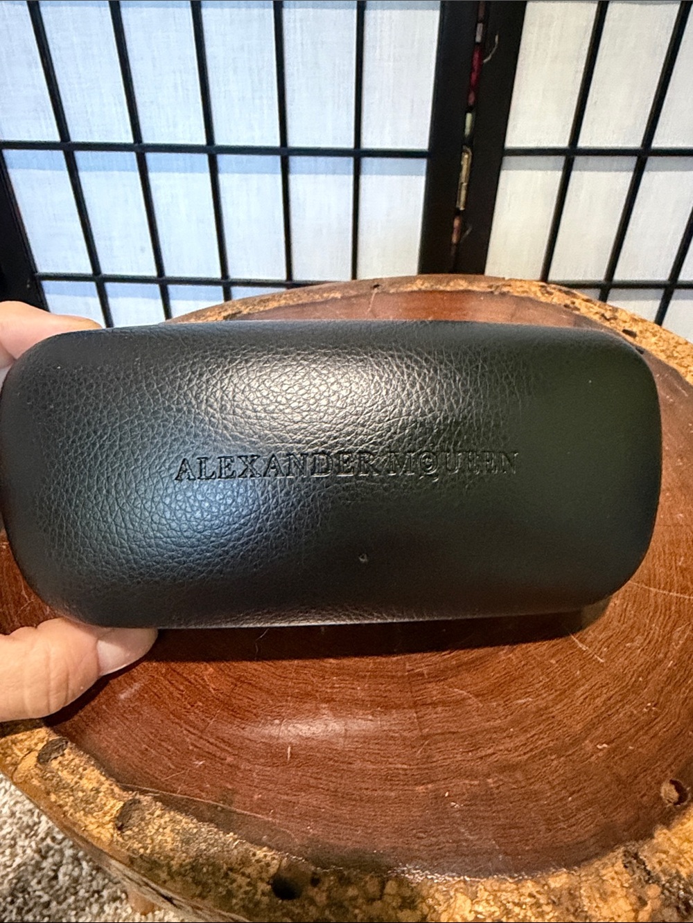 Alexander McQueen Black Pebbled Leather Large Sunglasses Case ONLY EUC